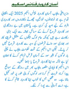 CM Punjab Asaan Karobar Finance Scheme 2025 || Complete Guide to Eligibility, Registration & Benefits, 8171benazirhelps.com